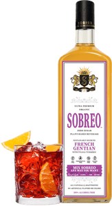 Sobreo non alcoholic cocktail and mocktail mixer in French Gentian Bitter flavor perfect for a Negroni recipe