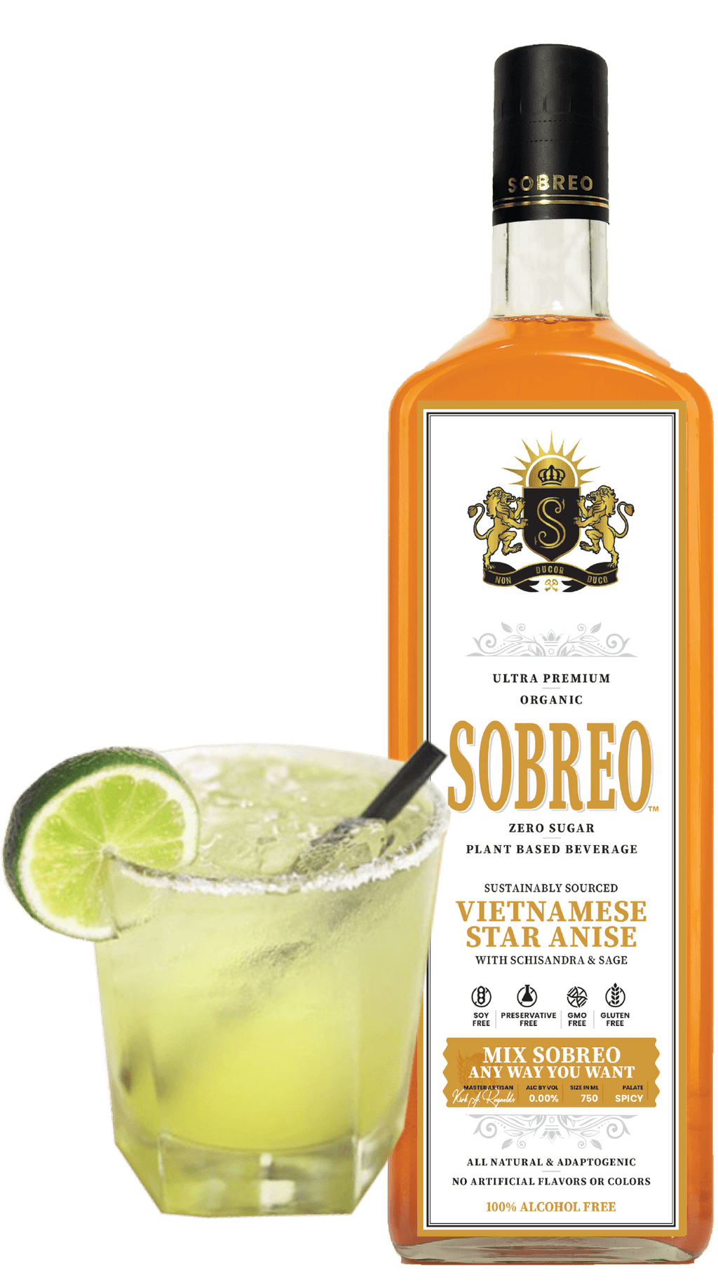 Sobreo non alcoholic cocktail and mocktail mixer in Vietnamese Star Anise spicy flavor perfect to infuse into a tequila spicy margarita recipe
